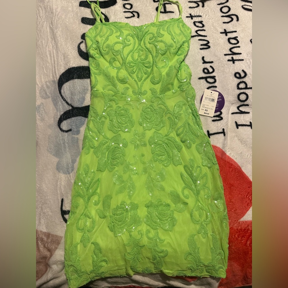 Neon green hoco dress #brandnew